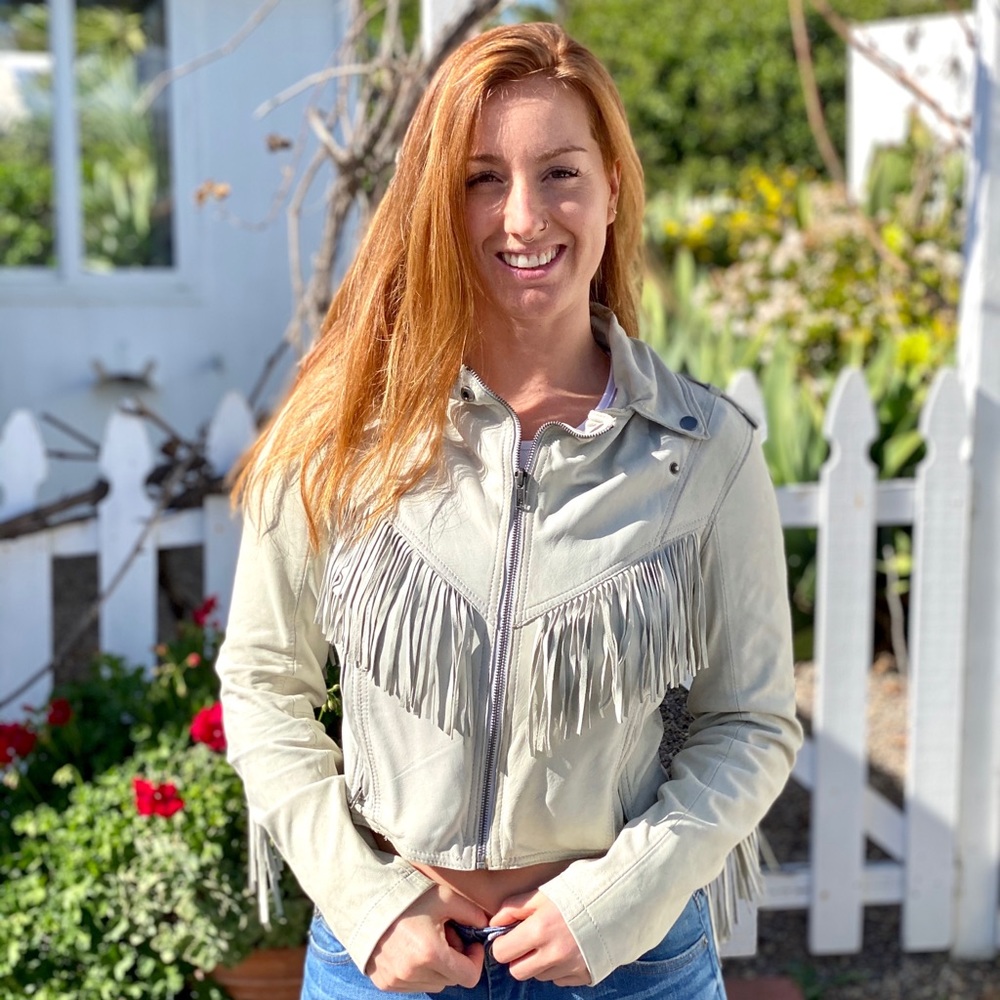 Leather Fringe Crop Jacket